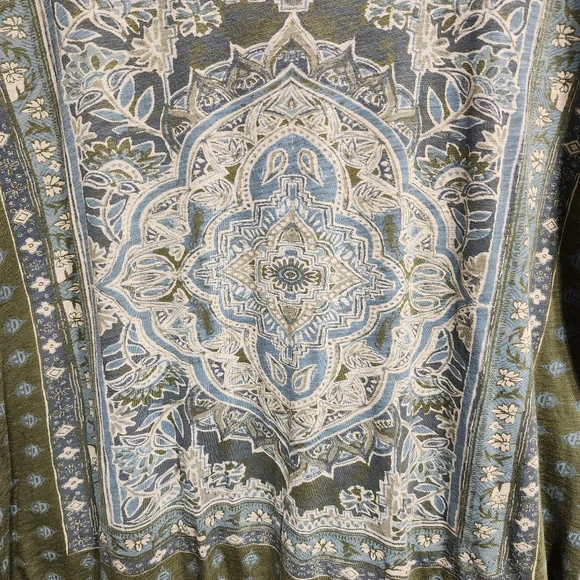 2XL Green white BANDANA print top LUCKY brand Western Print cotton Blend T Shirt - Picture 3 of 9